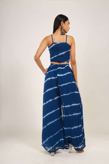 Indigo Tie-dye co-ord set with Flared shrug