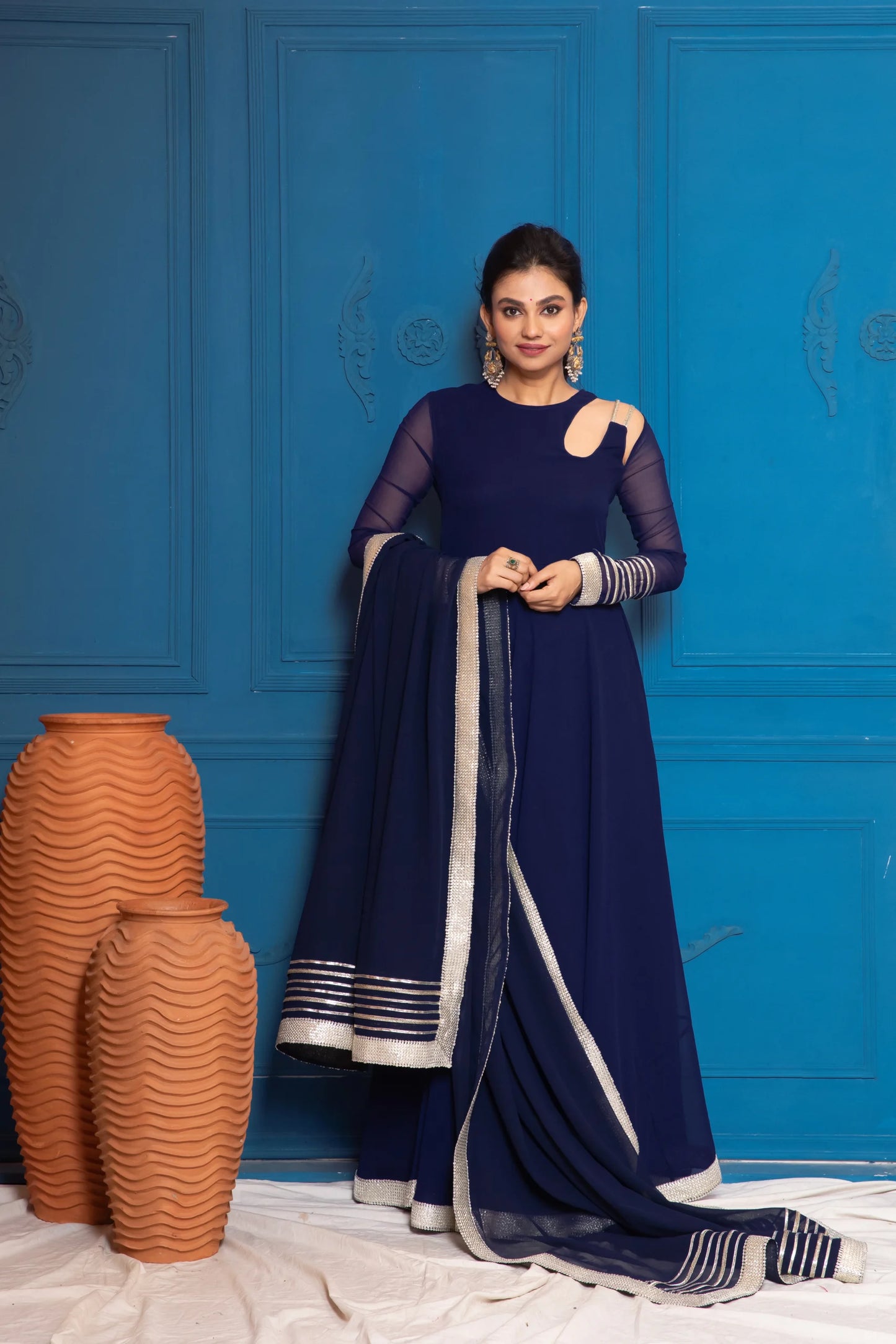 Dusk Blue Anarkali with Dupatta