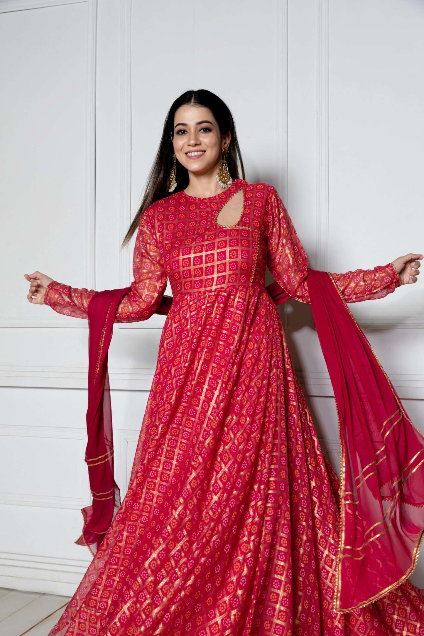 Rouge Pink Anarkali with Dupatta