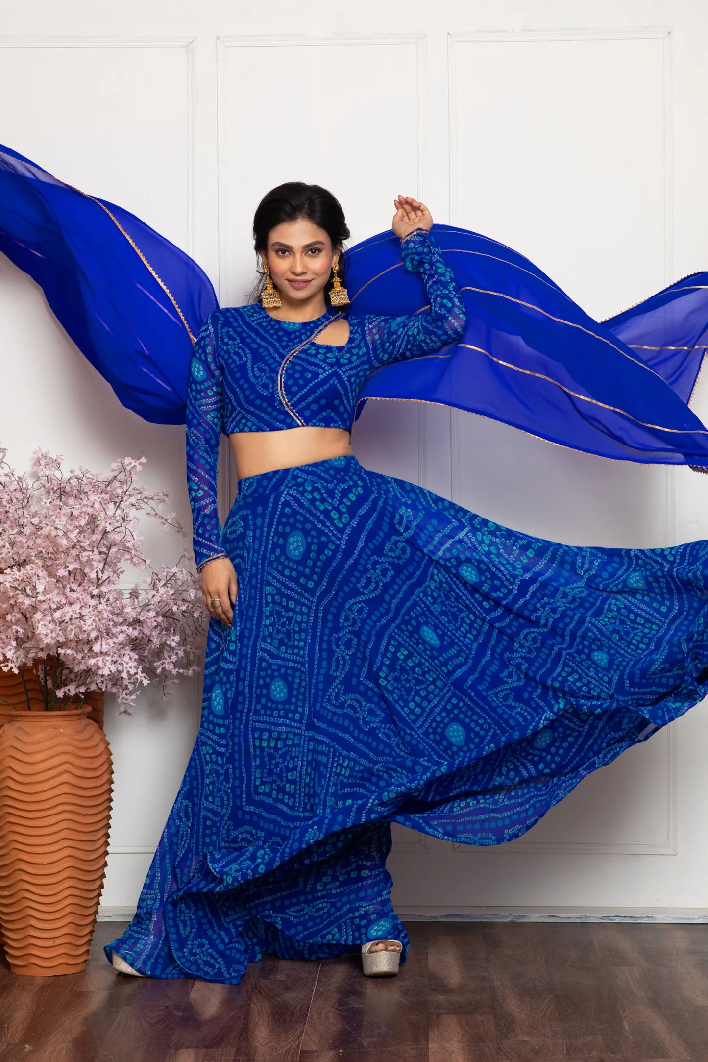 Blue Bandhani Lehenga Set