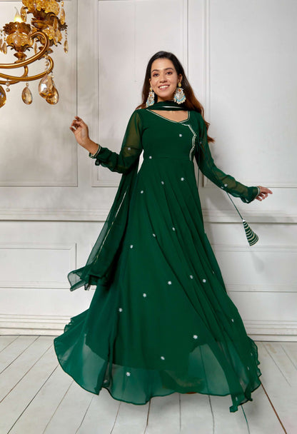 Imperial Green Anarkali with Dupatta