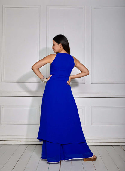 Cobalt Blue Halter Neck Kurta Set