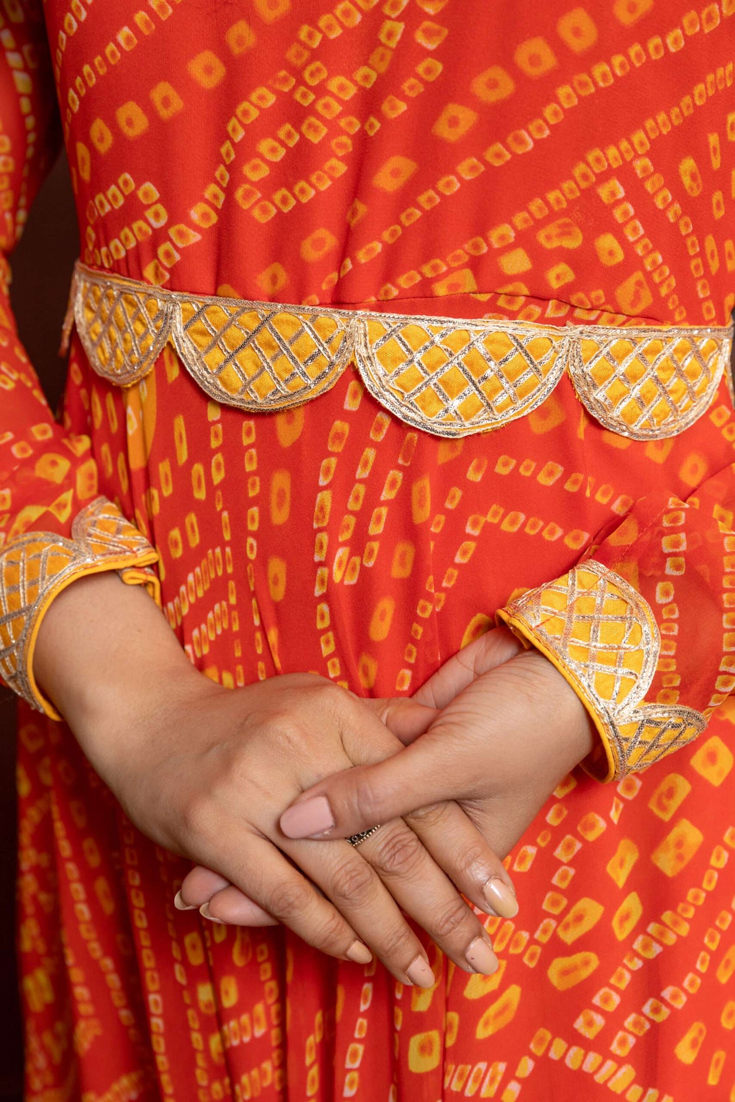 Saffron Orange Bejewelled Anarkali