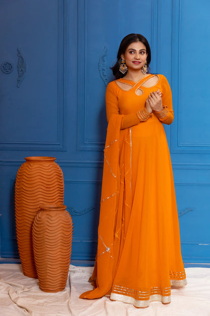 Mimosa Yellow Anarkali with Dupatta