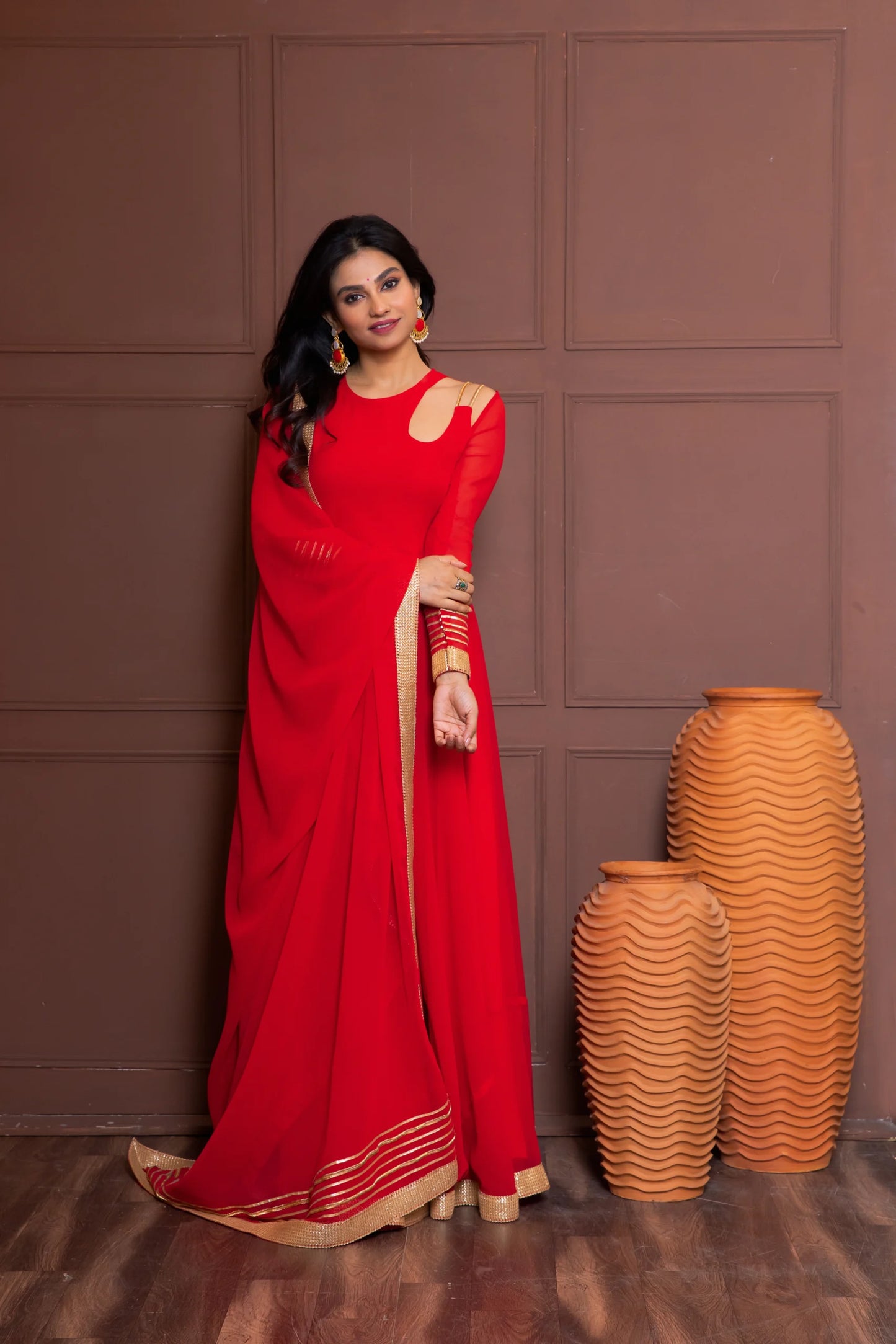 Persian Red Anarkali with Dupatta