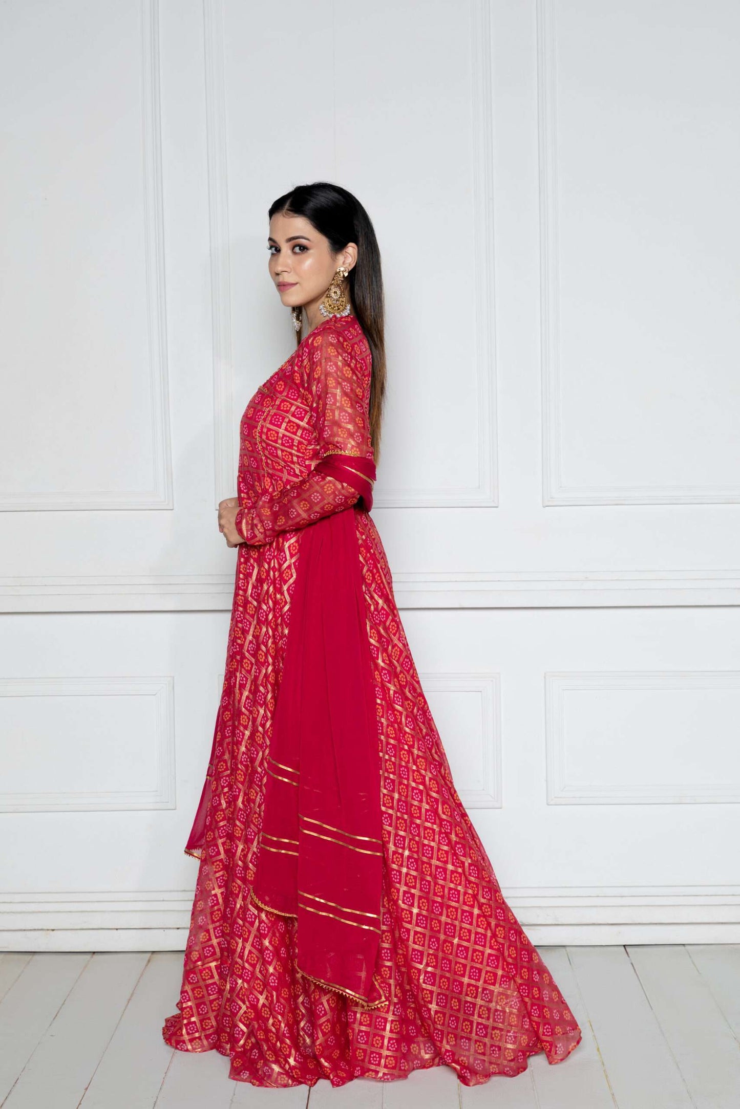 Rouge Pink Anarkali with Dupatta