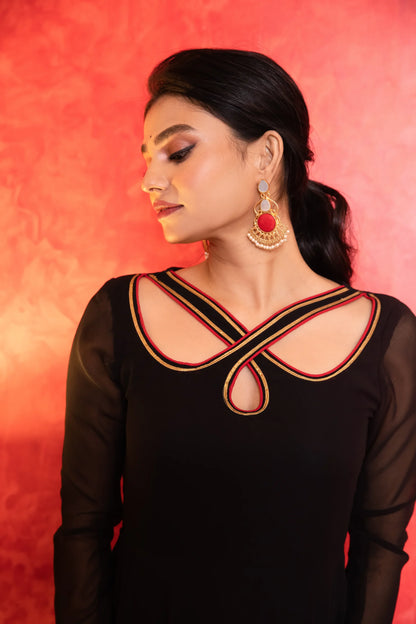 Smoky Black Anarkali with Dupatta