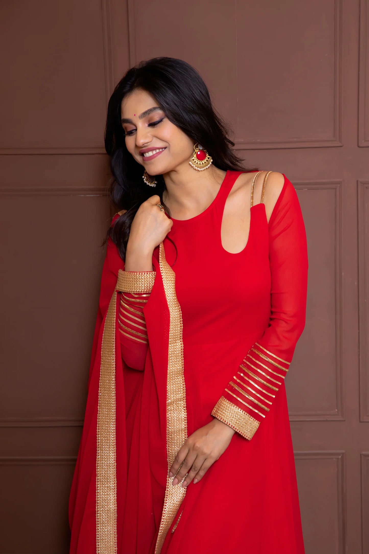 Persian Red Anarkali with Dupatta