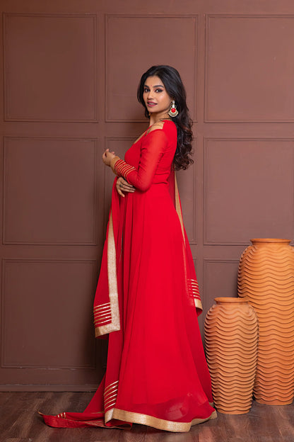 Persian Red Anarkali with Dupatta