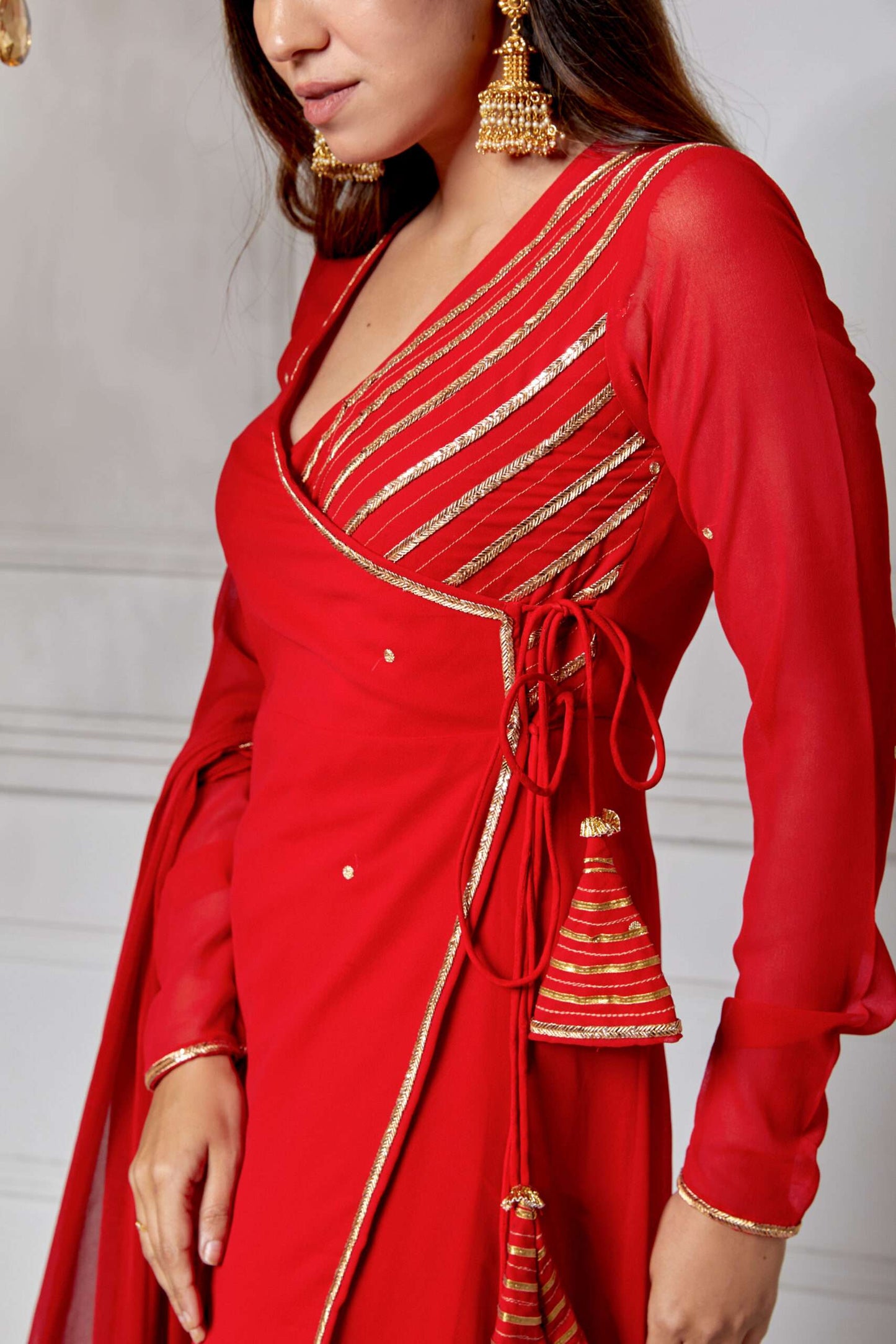 Ruby Red Angrakha Suit Set