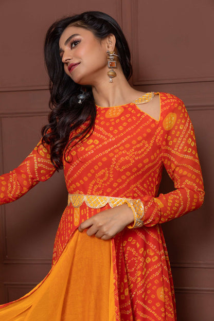 Saffron Orange Bejewelled Anarkali