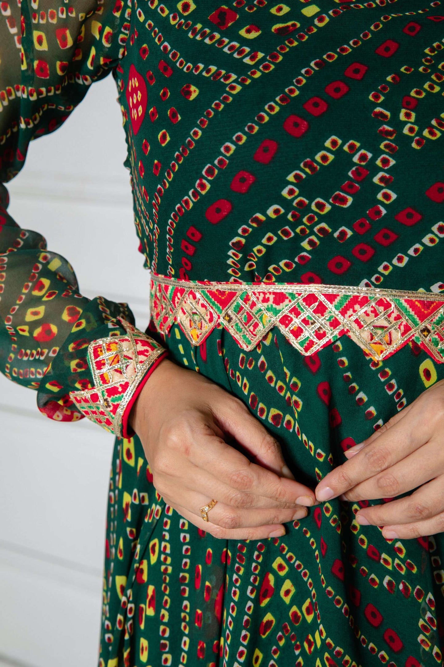 Bejewelled Green Anarkali with Dupatta