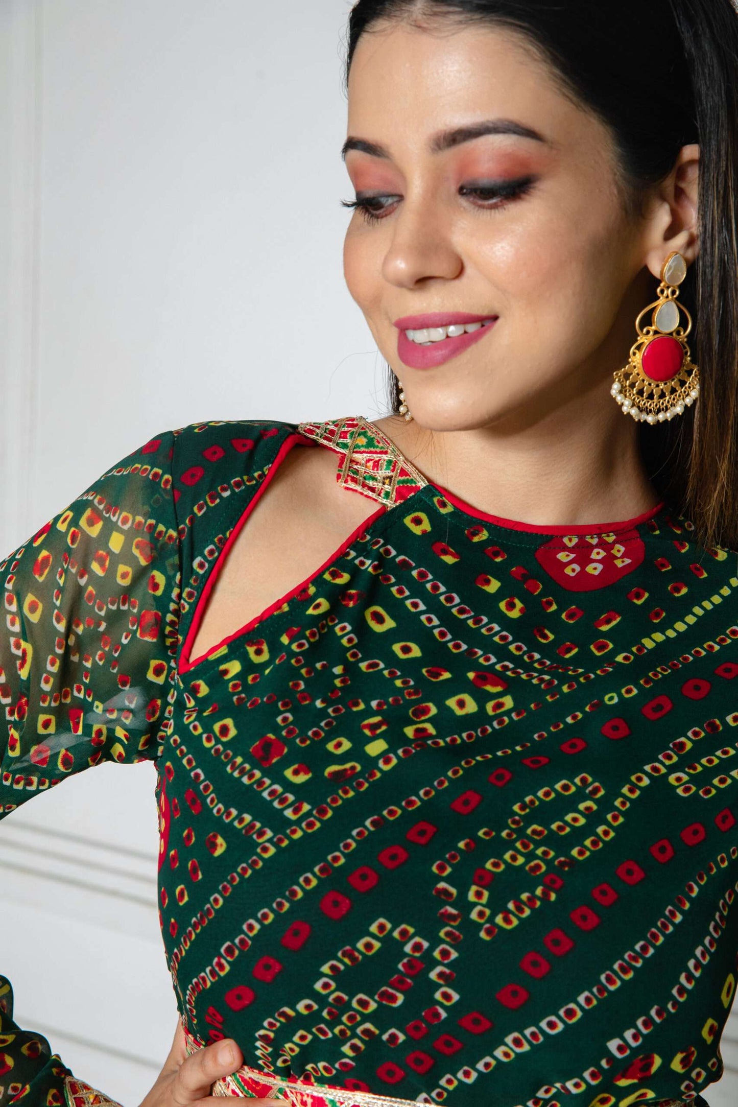 Bejewelled Green Anarkali with Dupatta