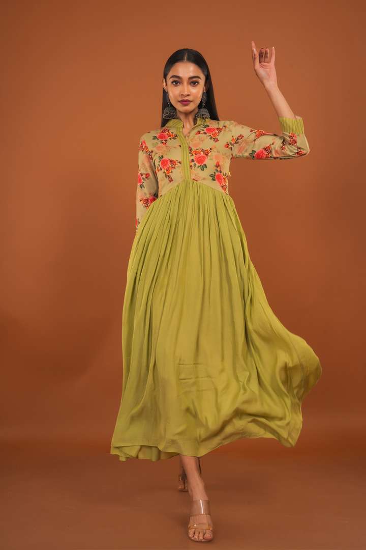 Avocado Green Maxi Kurta