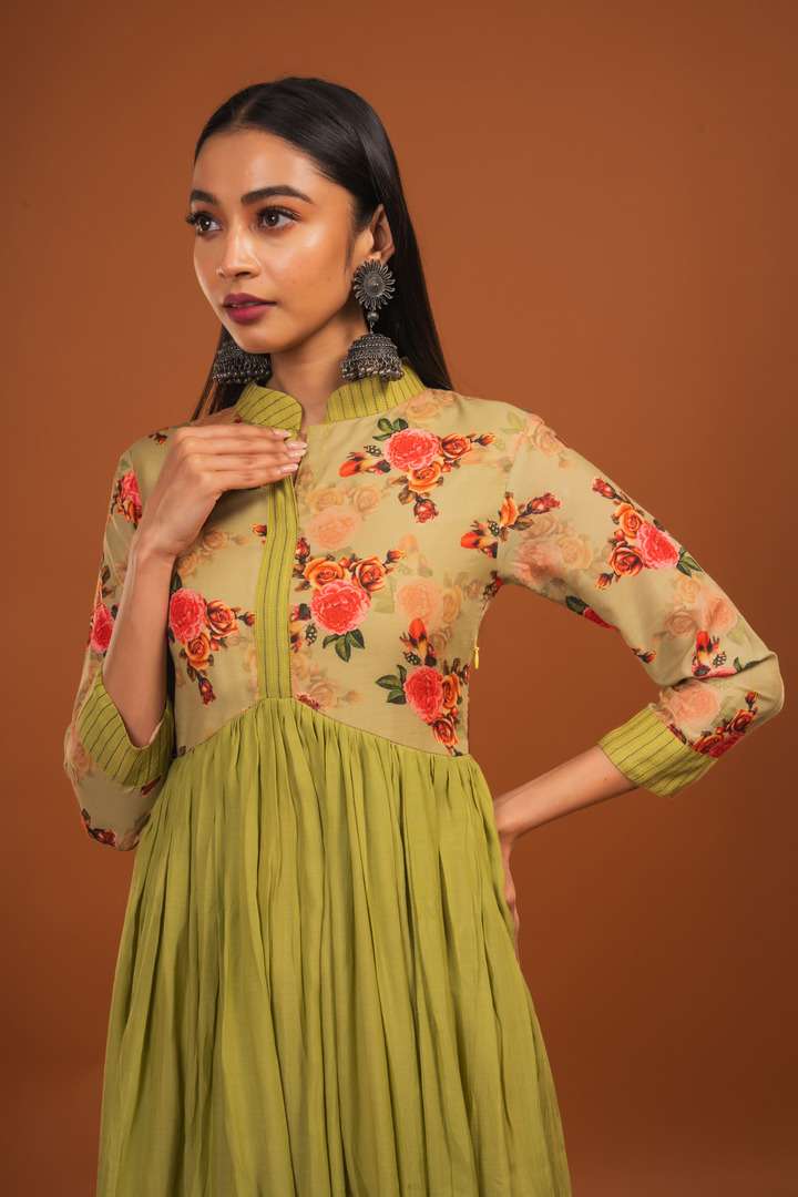 Avocado Green Maxi Kurta