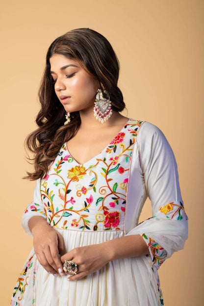 Orchard White Embroidered Kurta Set