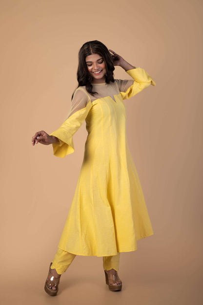 Pansy Yellow Rozana Kurta Set