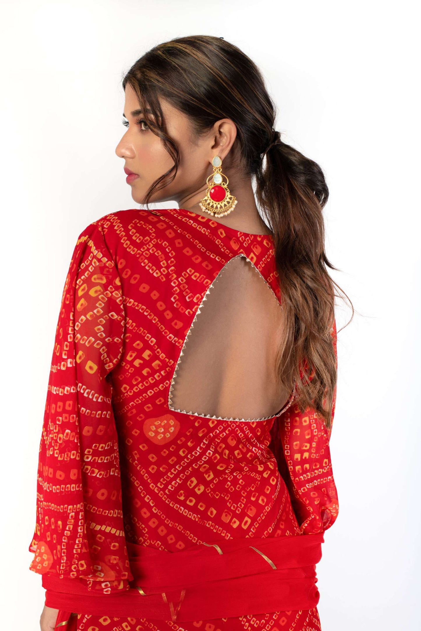 Classic Red Bandhej Anarkali