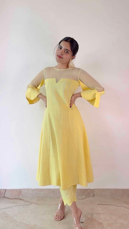 Pansy Yellow Rozana Kurta Set