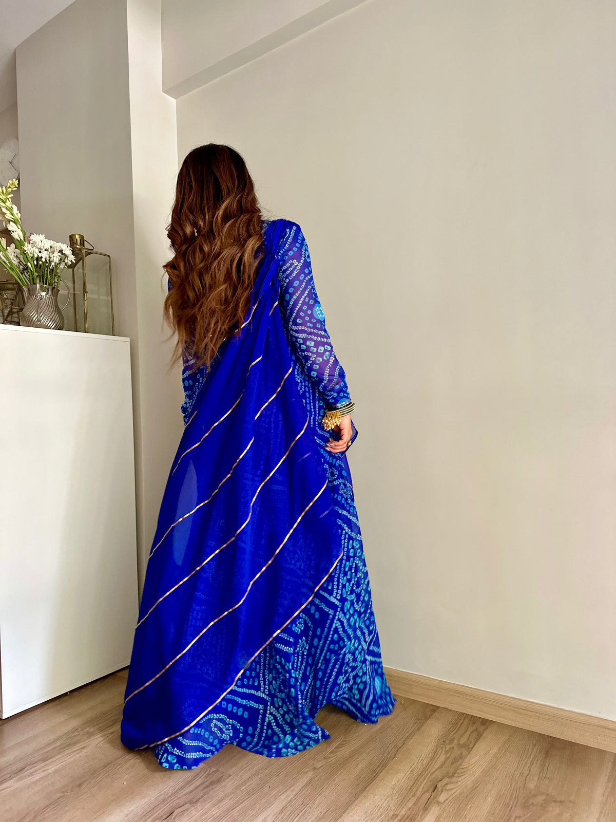 Lapiz Blue Bandhani Anarkali