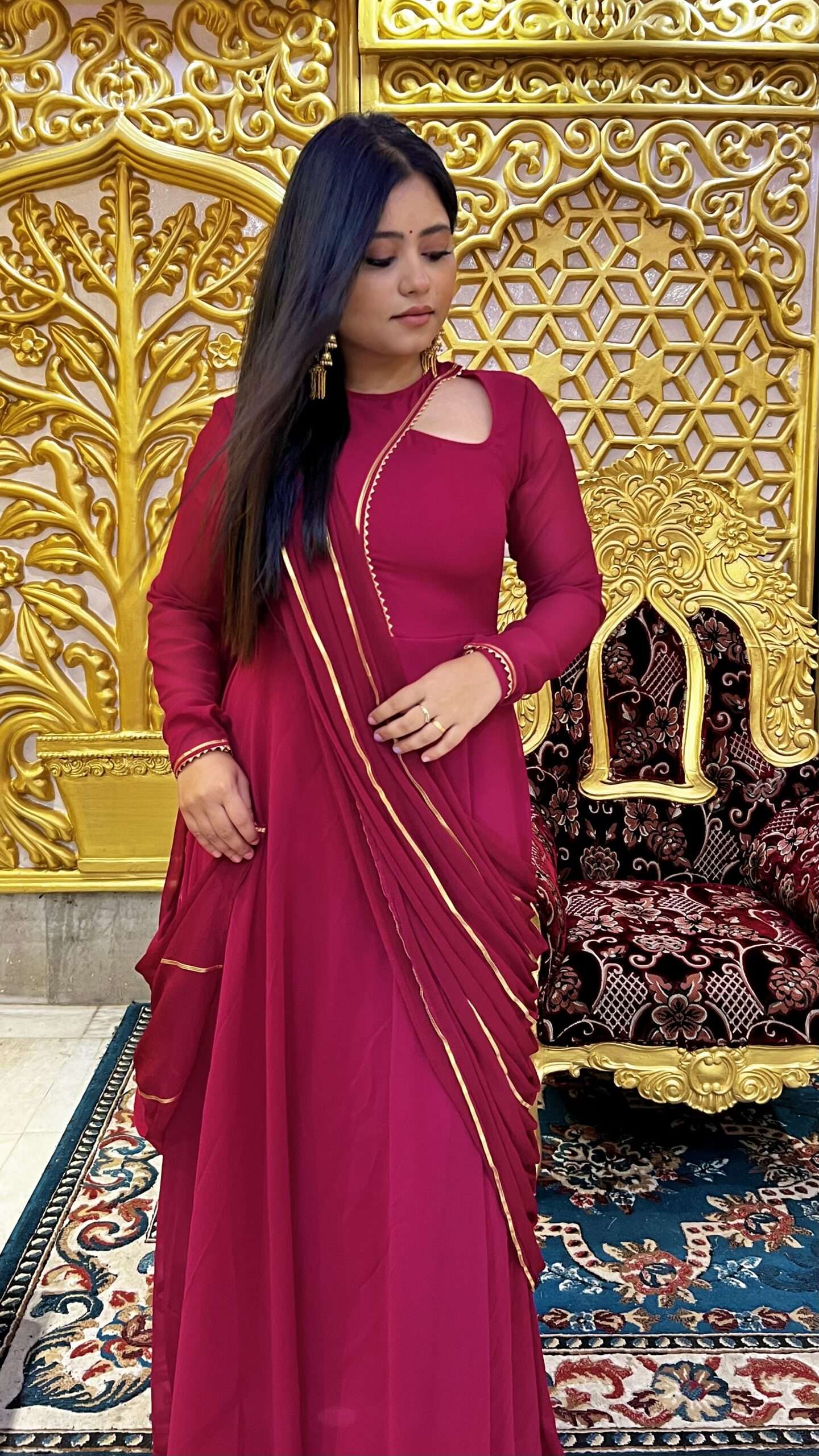 Magenta Anarkali with Dupatta