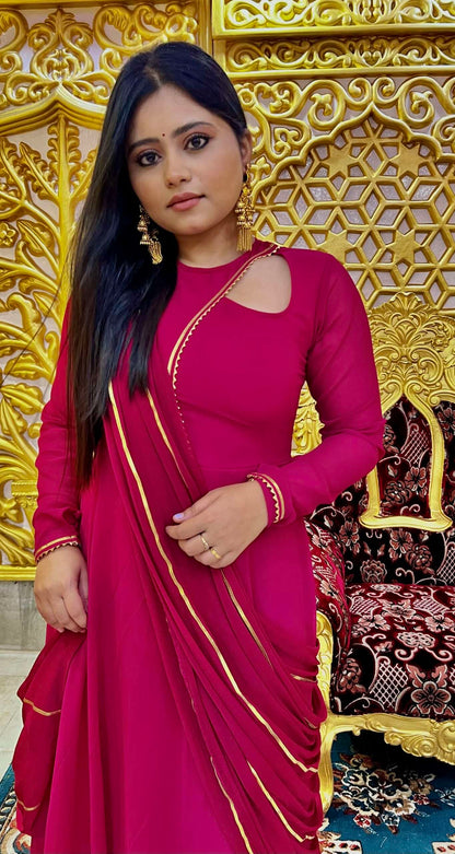 Magenta Anarkali with Dupatta