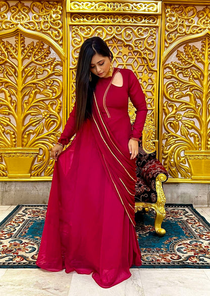 Magenta Anarkali with Dupatta