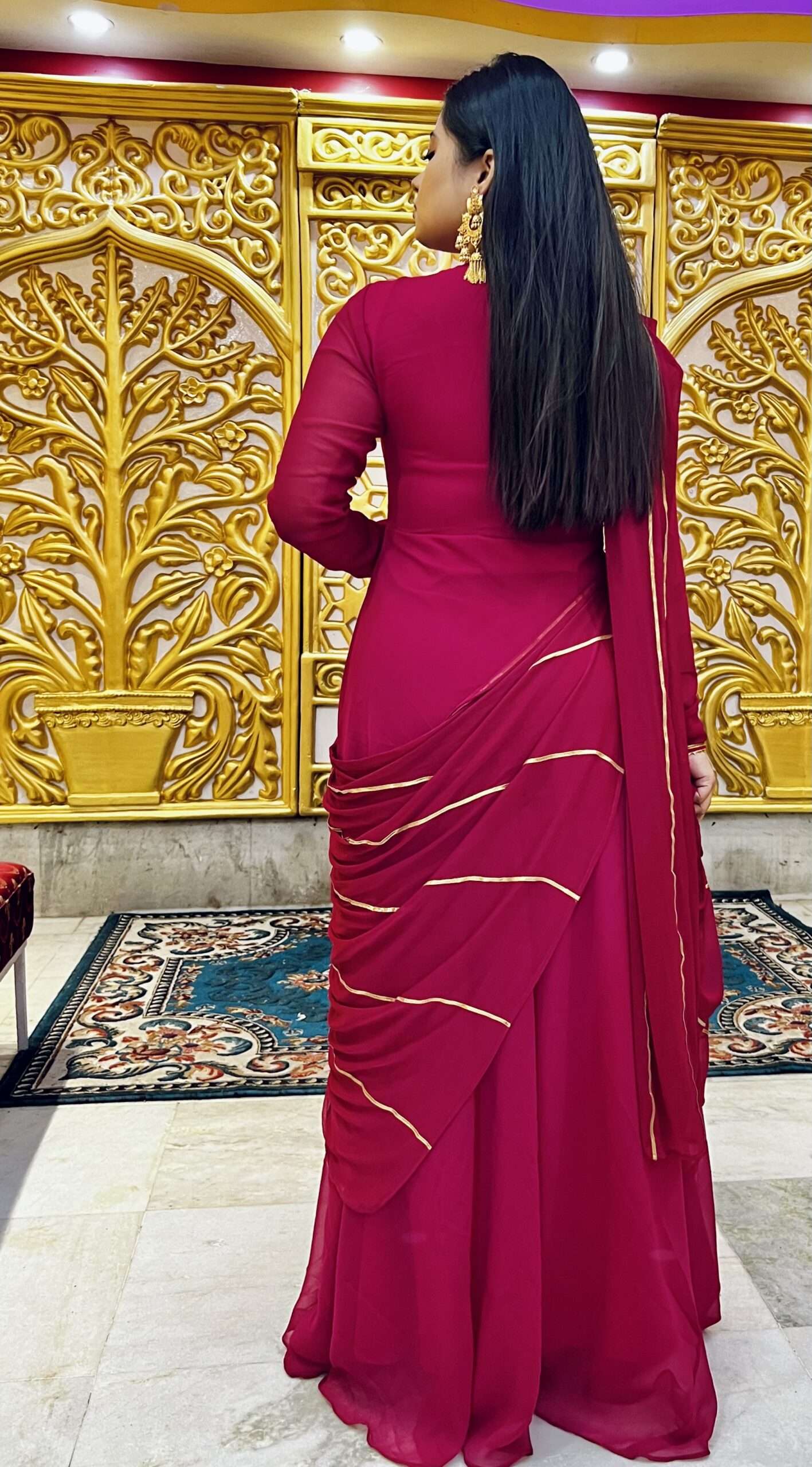 Magenta Anarkali with Dupatta