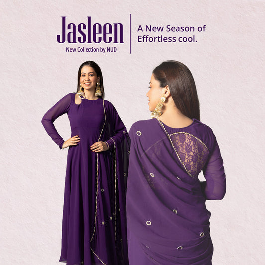 Viola Voilet Brooch Keyhole Sheer Back Anarkali with Dupatta
