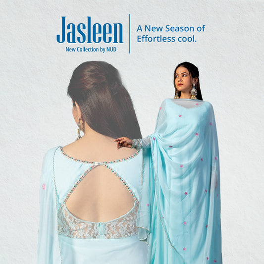 Sky Blue Rhombus Back Anarkali with Dupatta