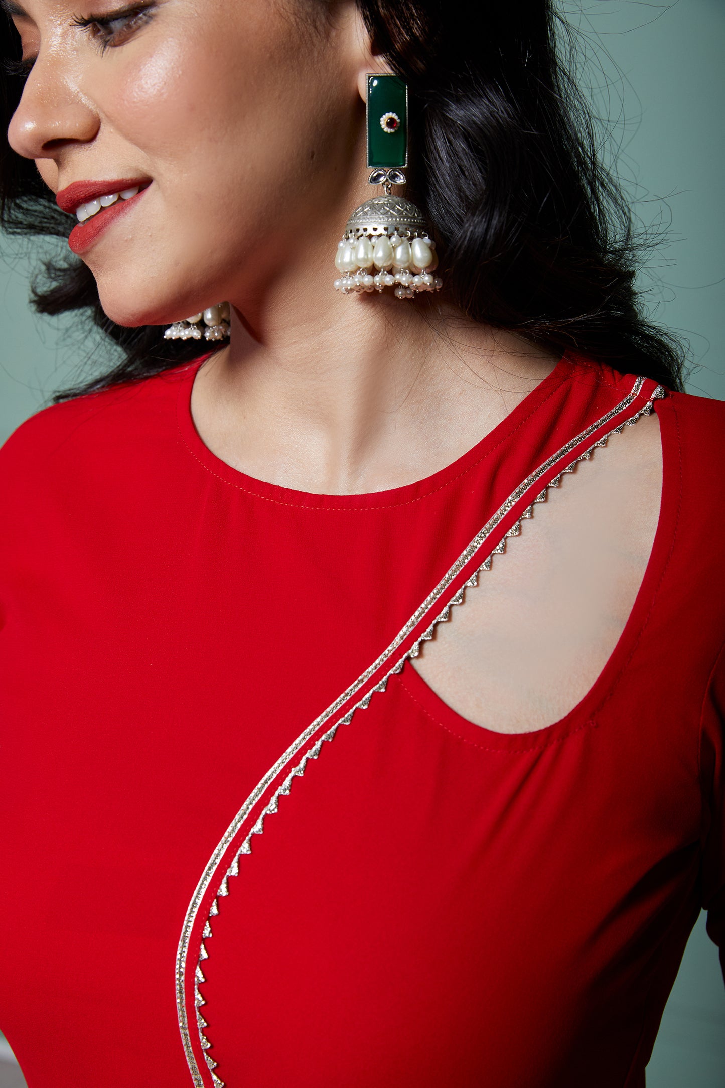 Ruby Woo Anarkali with Bandhani Dupatta