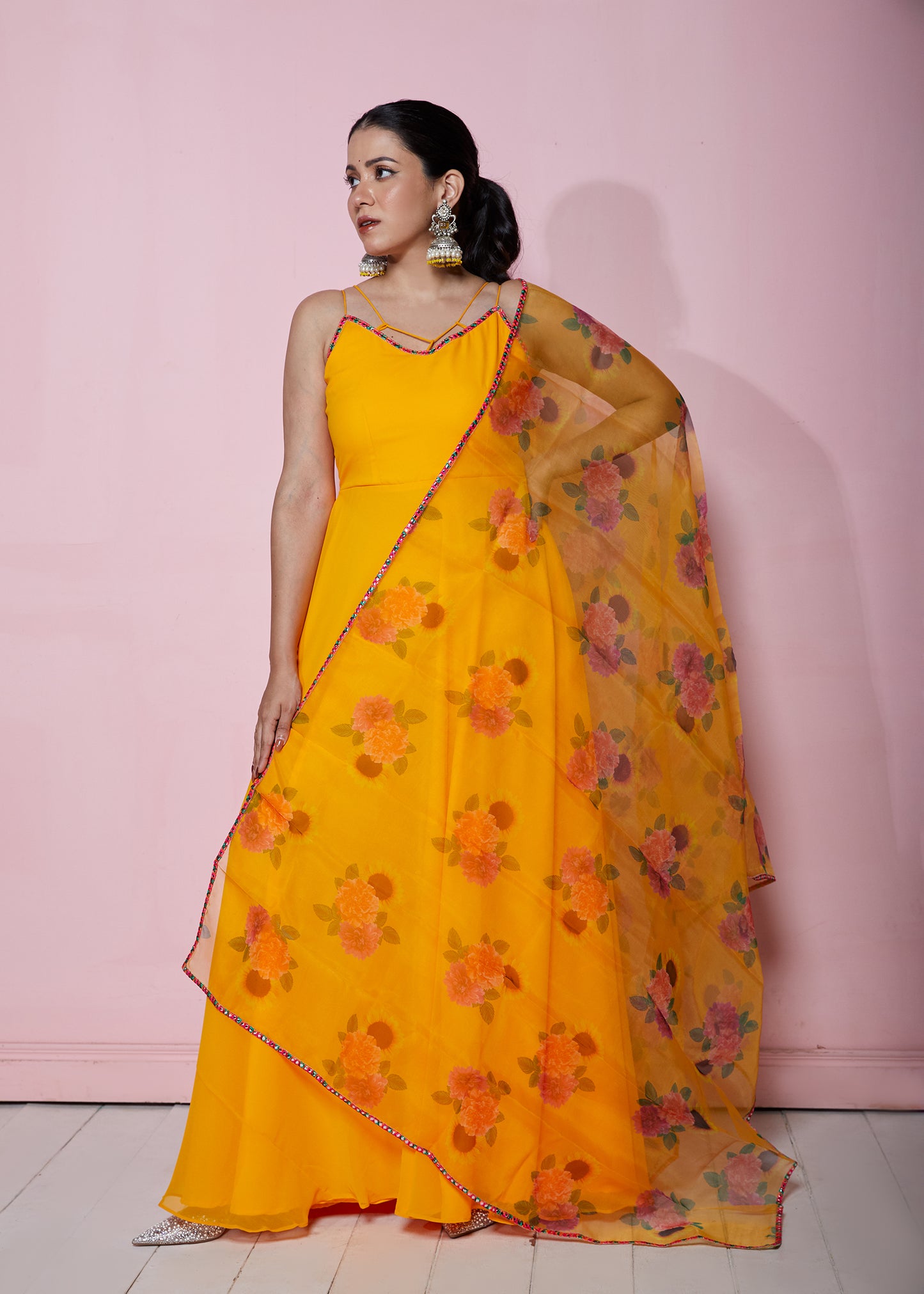 Sunflower Yellow Anarkali with Dupatta