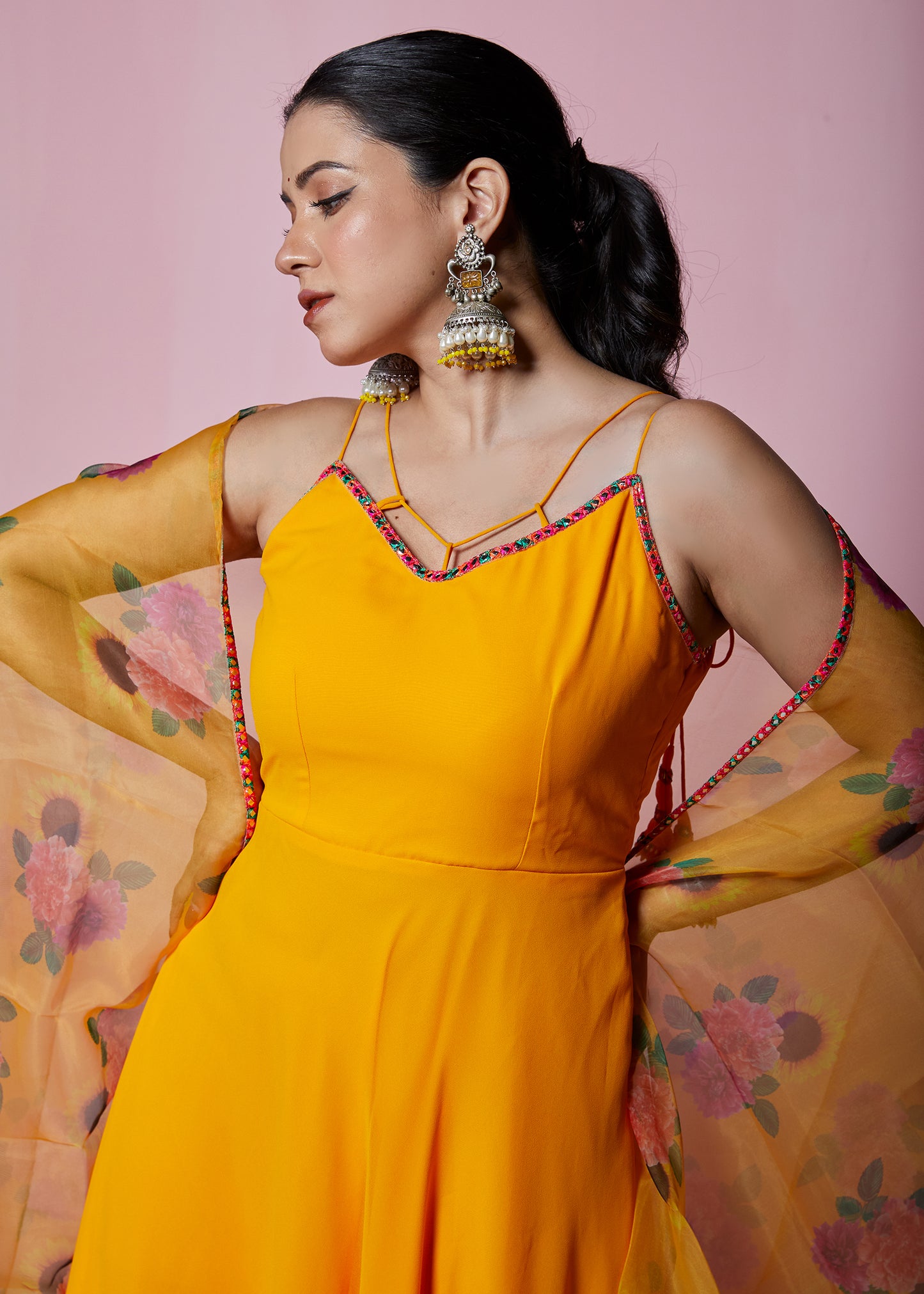 Sunflower Yellow Anarkali with Dupatta