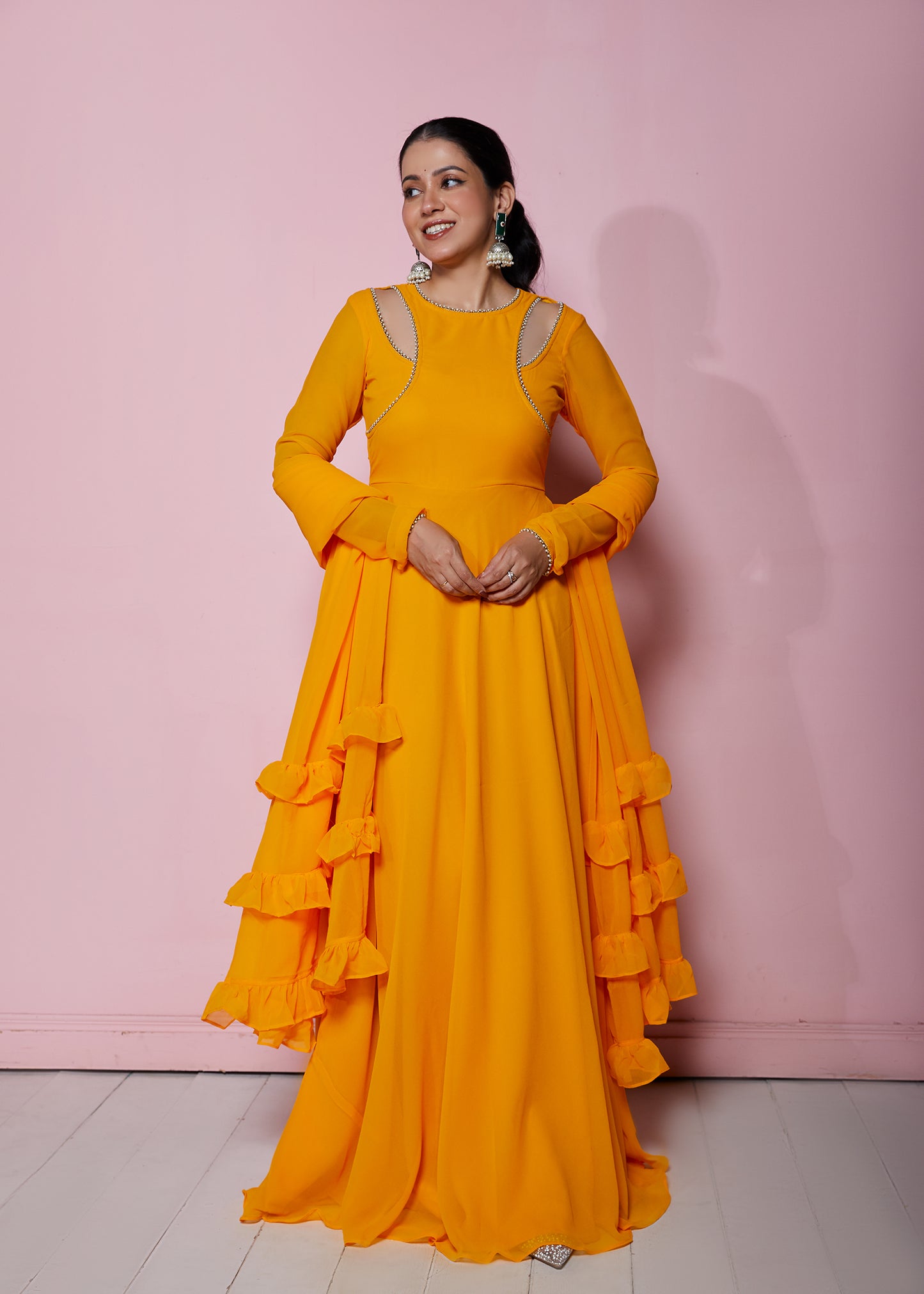 Amber Yellow Anarkali with Dupatta