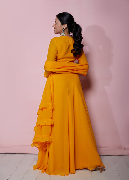 Amber Yellow Anarkali with Dupatta