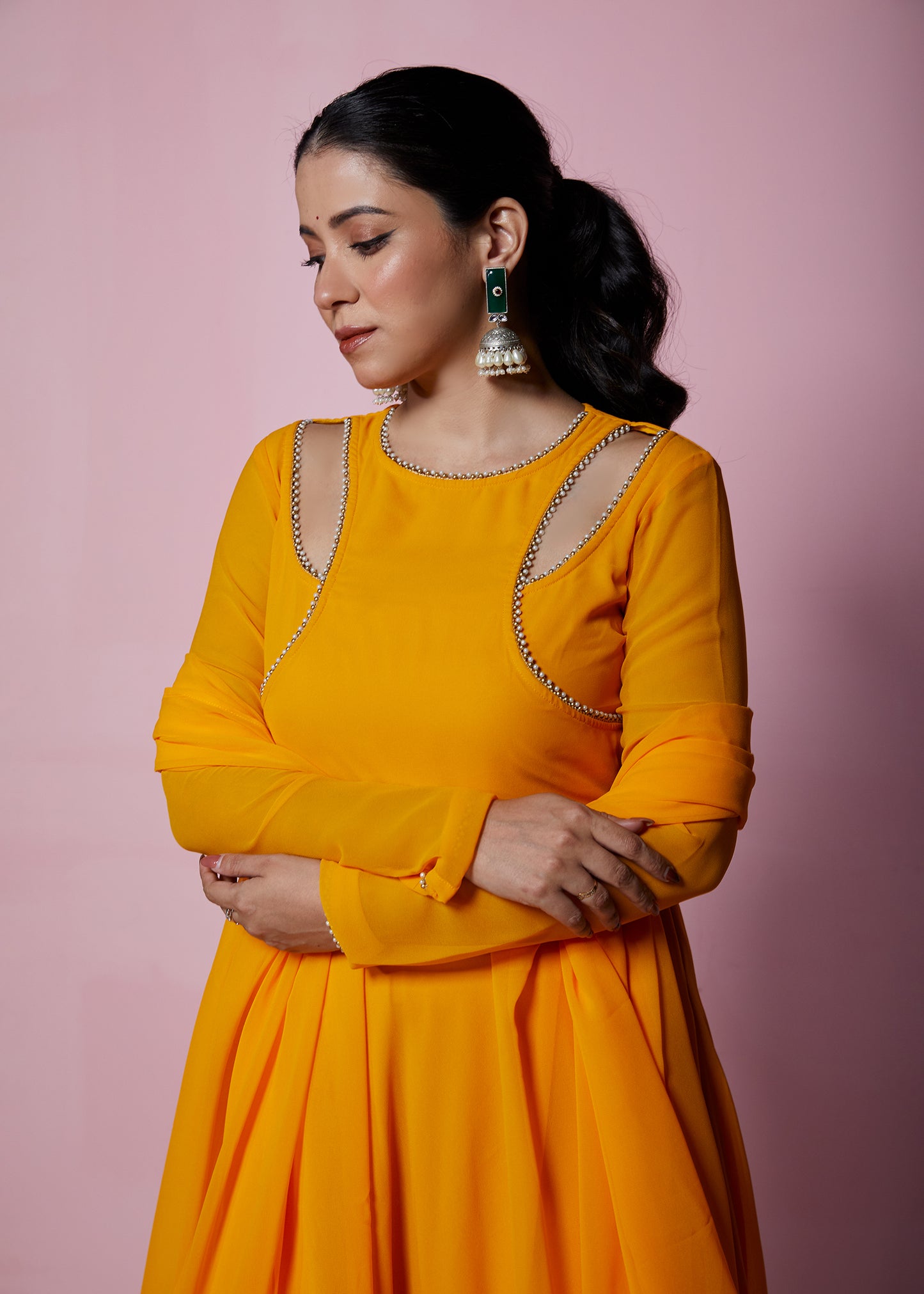 Amber Yellow Anarkali with Dupatta