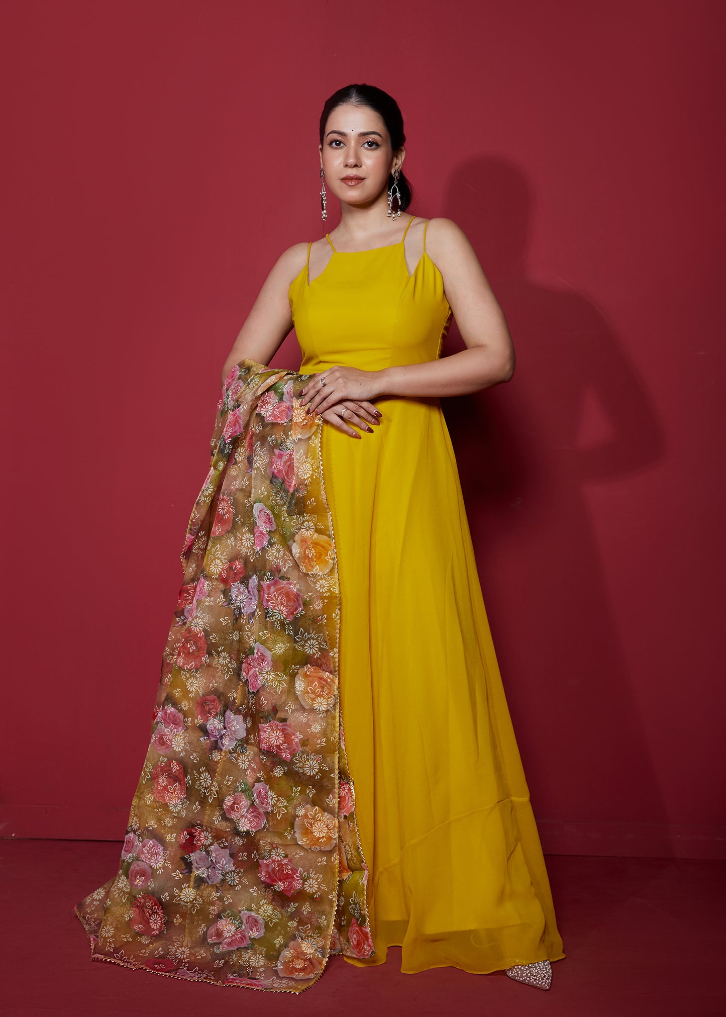 Canary Yellow Anarkali with Dupatta