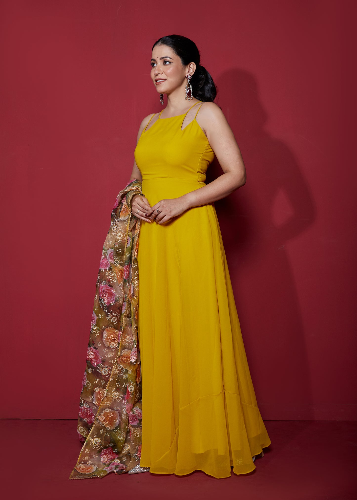 Canary Yellow Anarkali with Dupatta