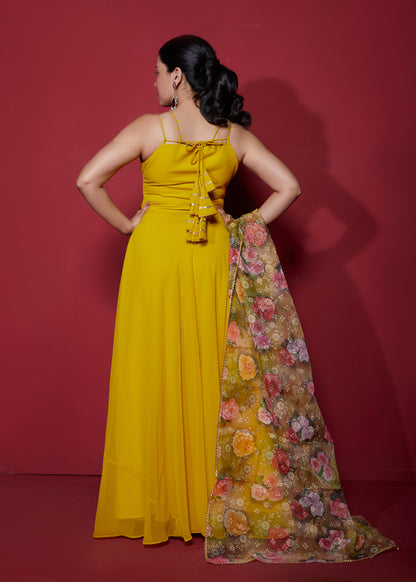 Canary Yellow Anarkali with Dupatta