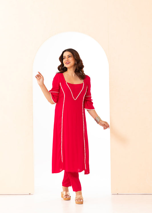 Rich Magenta Indo-western Kurta Set