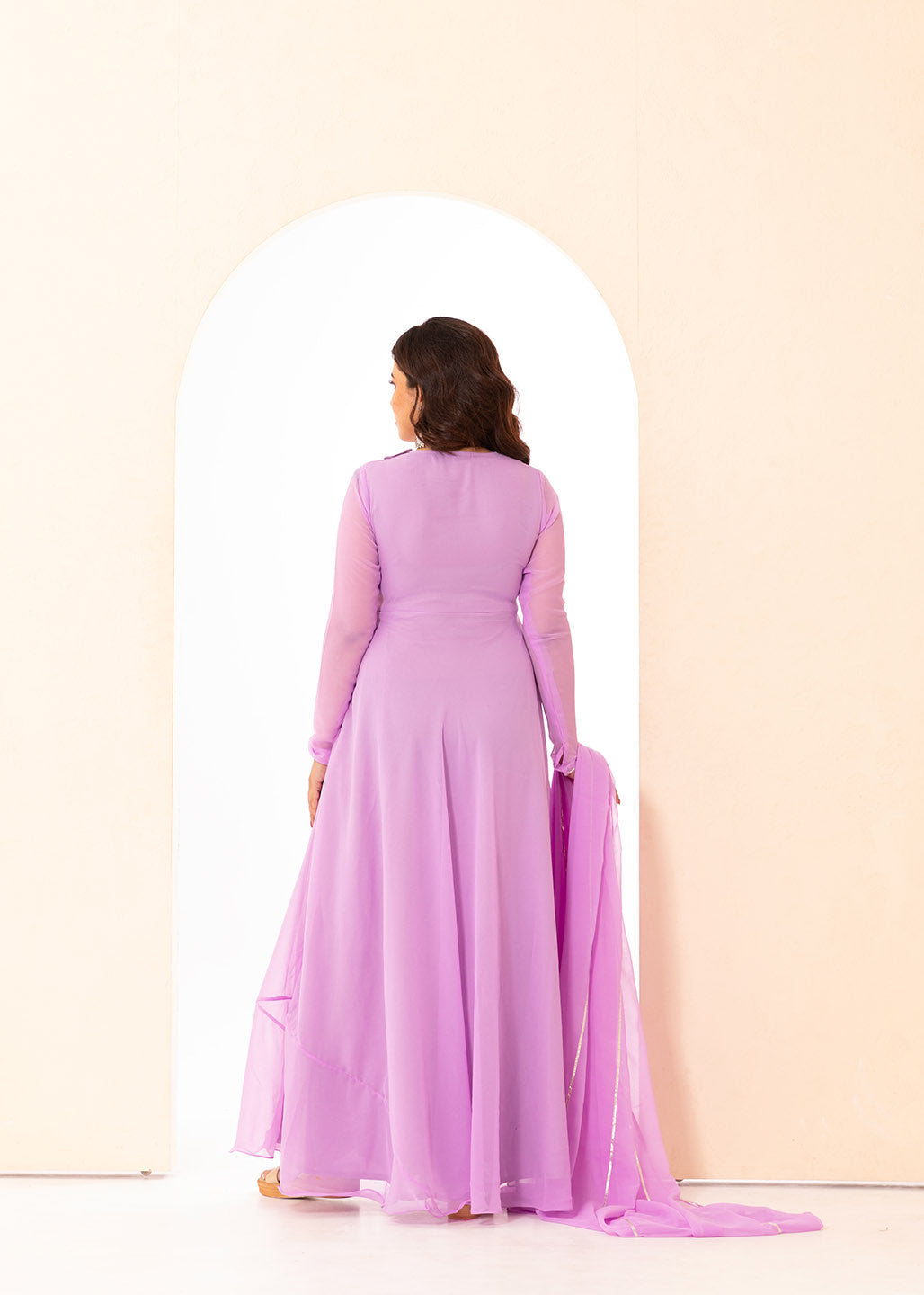 Lavender Keyhole Anarkali with Dupatta