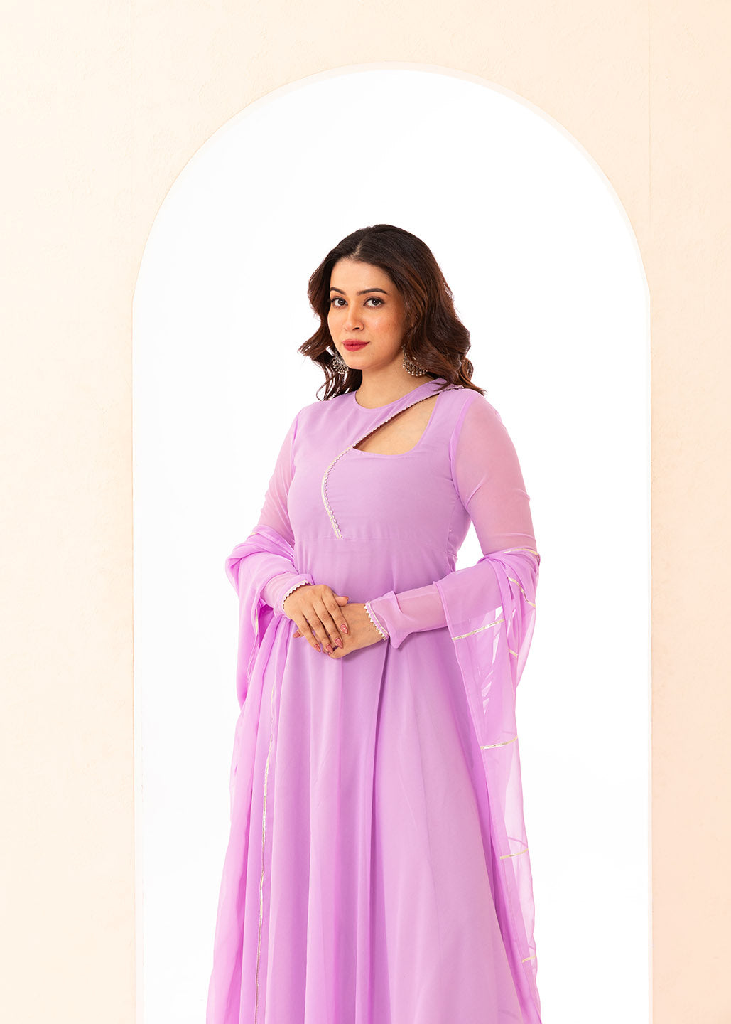 Lavender Keyhole Anarkali with Dupatta