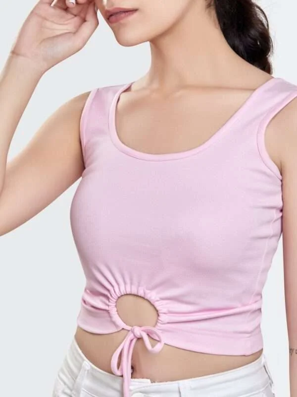 Buy Baby Pink Waist Hole Crop Top | NUD