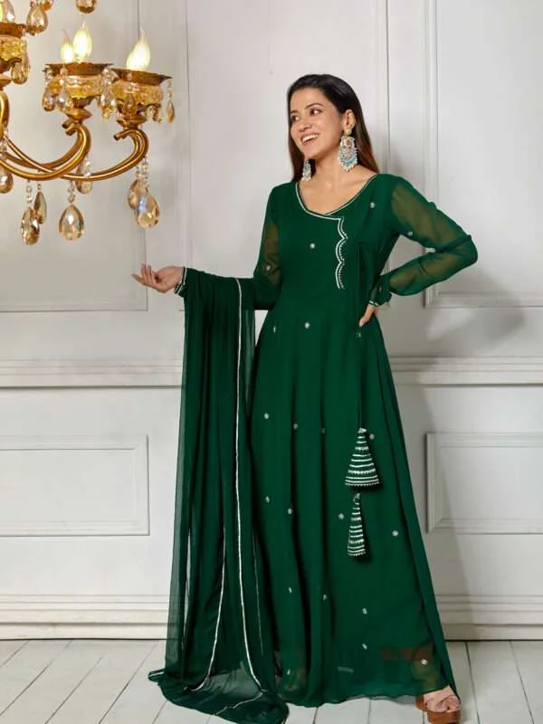 Buy Imperial Green Anarkali with Dupatta Online from NUD