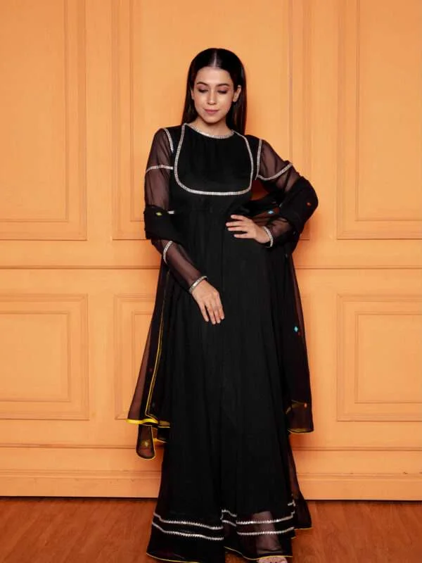 Lava Black Embroidered Anarkali with Dupatta!- NUD