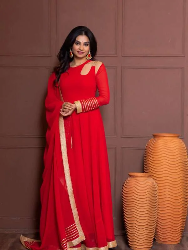 Shop Persian Red Anarkali with Dupatta- NUD