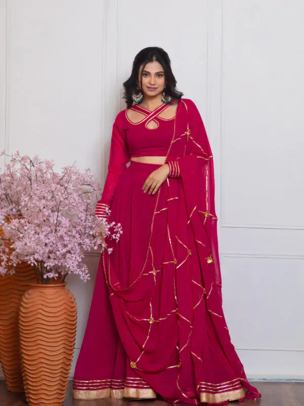 Shop Rani Pink Lehenga Set this wedding season - NUD