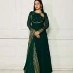 Jade Green Crescent Anarkali with Dupatta